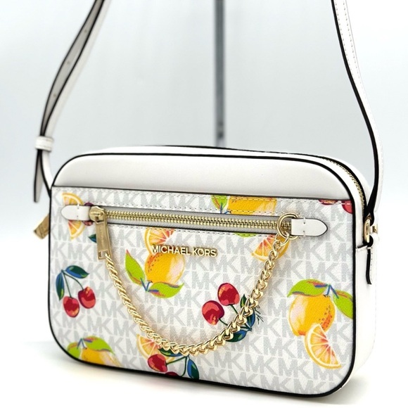 Michael Kors Large EW Zip Chain Xbody Crossbody Bag Optic White - Picture 3 of 12